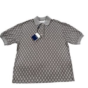 Como WP 606 Womens Polo Shirt M Brown Cotton Geometric NWT
